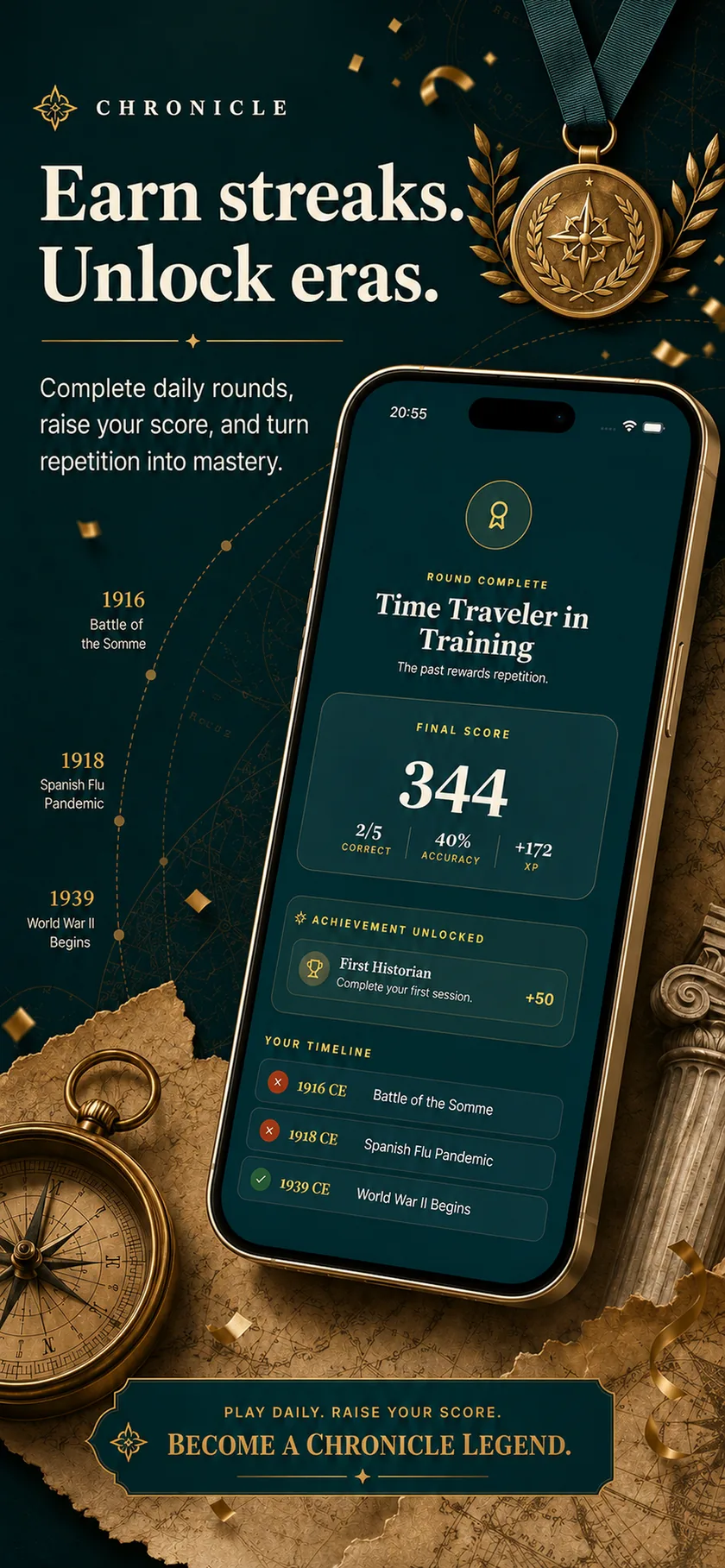 Chronicle app screenshot — Build a daily streak