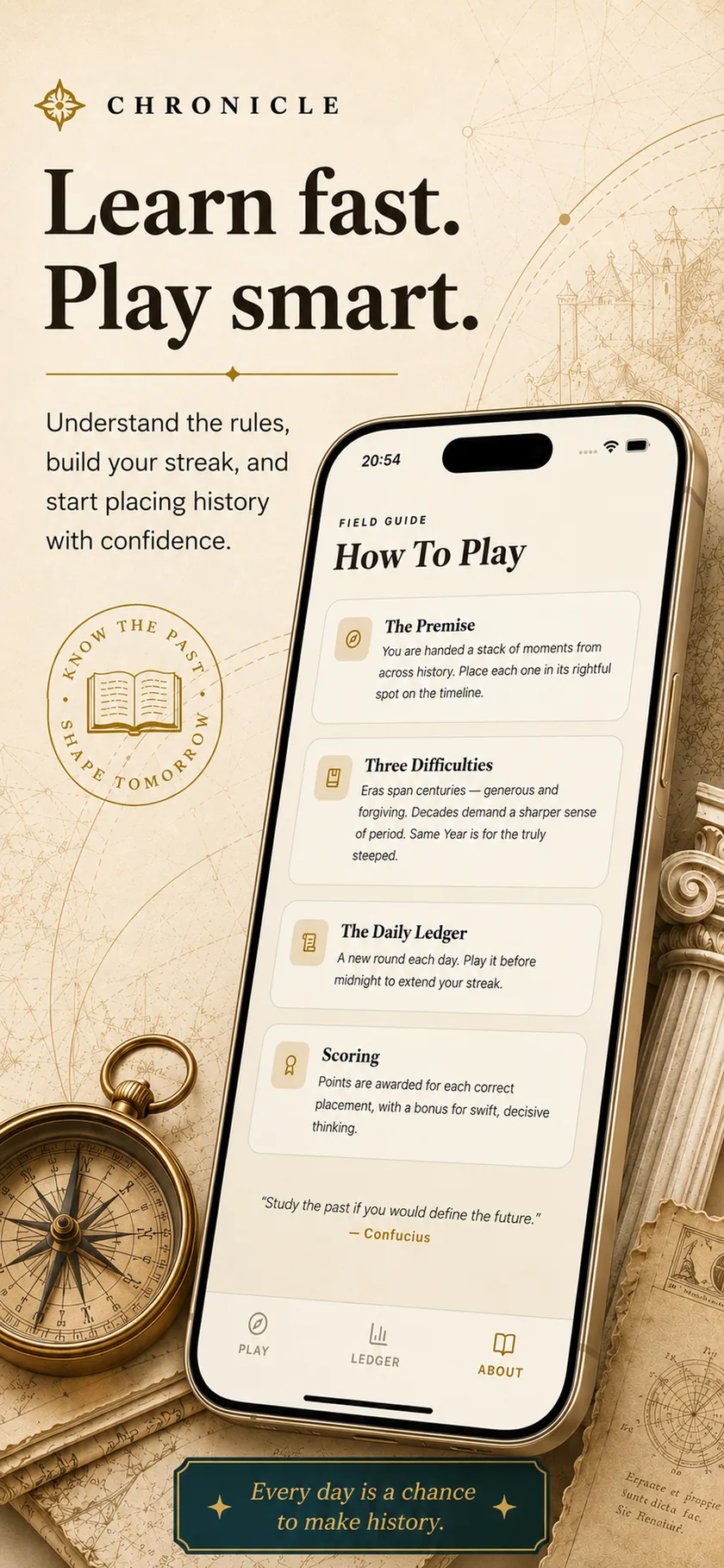 Chronicle app screenshot — Learn to play in seconds